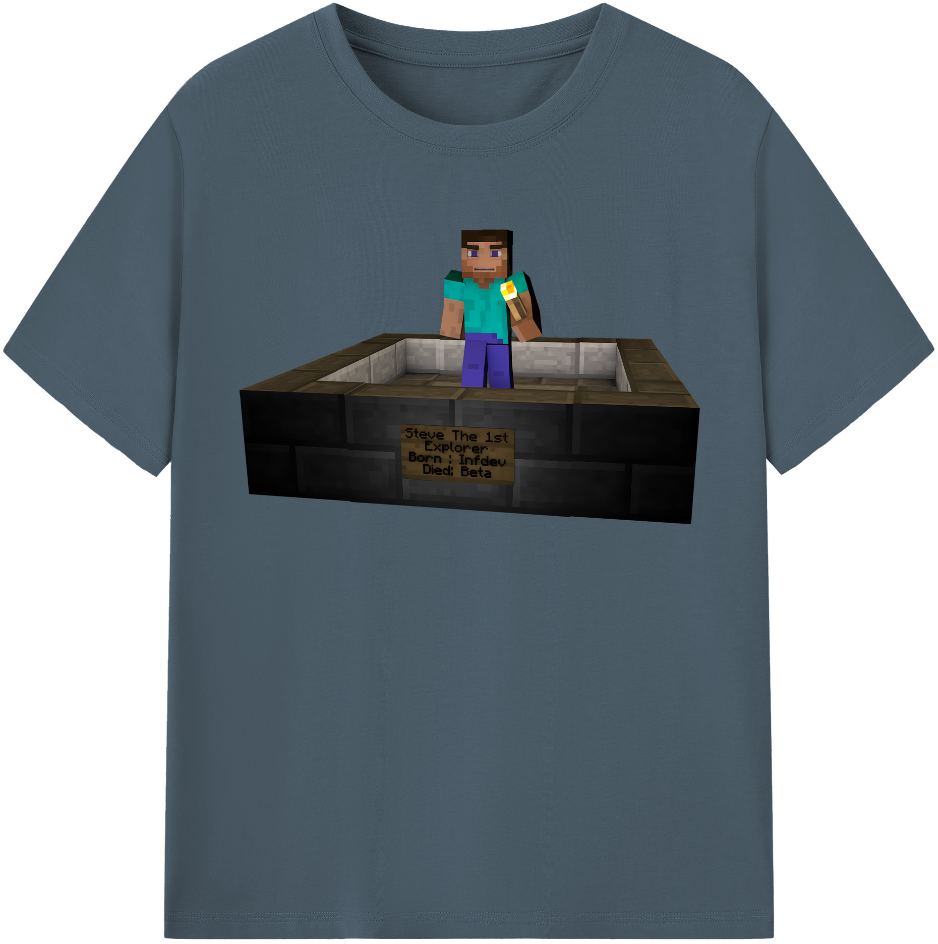 （画像用） マインクラフト ブロックの世界 Minecraft MC Block world 綿100％半袖Tシャツ（フロントプリント）